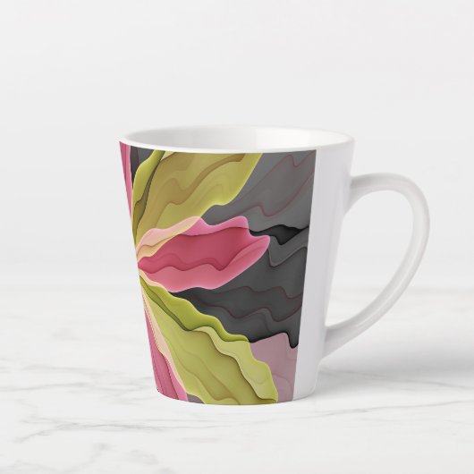 Joy, Pink Green Anthracite Fantasy Blume Fraktal Milchtasse (Rechts)
