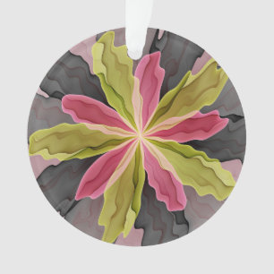 Joy, Pink Green Anthracite Fantasy Blume Fraktal Ornament