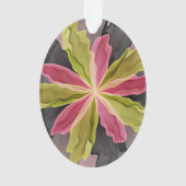 Joy, Pink Green Anthracite Fantasy Blume Fraktal Ornament (Rückseite)