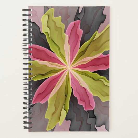 Joy, Pink Green Anthracite Fantasy Blume Fraktal Planer (Vorderseite)