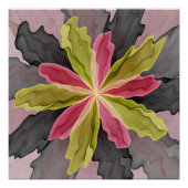 Joy, Pink Green Anthracite Fantasy Blume Fraktal Poster (Vorderseite)