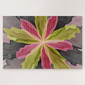 Joy, Pink Green Anthracite Fantasy Blume Fraktal Puzzle (Horizontal)