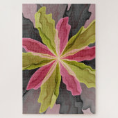 Joy, Pink Green Anthracite Fantasy Blume Fraktal Puzzle (Vertikal)