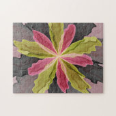 Joy, Pink Green Anthracite Fantasy Blume Fraktal Puzzle (Horizontal)