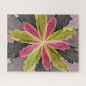 Joy, Pink Green Anthracite Fantasy Blume Fraktal Puzzle (Horizontal)