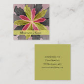 Joy, Pink Green Anthracite Fantasy Blume Fraktal Quadratische Visitenkarte (Vorne/Hinten)