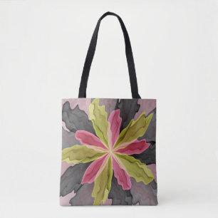 Joy, Pink Green Anthracite Fantasy Blume Fraktal Tasche