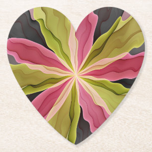 Joy, Pink Green Anthracite Fantasy Blume Fraktal Untersetzer