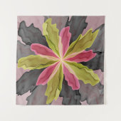 Joy, Pink Green Anthracite Fantasy Blume Fraktal Wandteppich (Vorderseite (Horizontal))