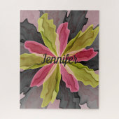 Joy, Pink Green Anthracite Fantasy Blume Name Puzzle (Vertikal)