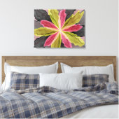 Joy, Pink Green Anthracite Fantasy Blume Triptych Leinwanddruck (Insitu (Schlafzimmer))