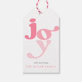 Joy Pink Moderne Retro Typografie Minimalistisch Geschenkanhänger