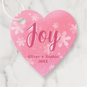 Joy Pink Snowflakes Weihnachtsgeschenk Tag Geschenkanhänger (Vorderseite)