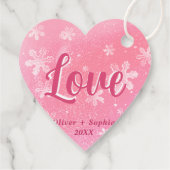 Joy Pink Snowflakes Weihnachtsgeschenk Tag Geschenkanhänger (Rückseite)