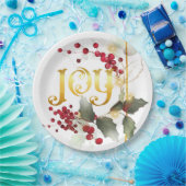 JOY poinesettias Holly Berries Paper Tellers Pappteller (Party)
