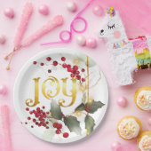 JOY poinesettias Holly Berries Paper Tellers Pappteller (Party)