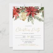 JOY Poinsettia Red Floral Holiday Party Einladung (Vorderseite)