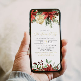 JOY Poinsettia Red Floral Holiday Party Einladung