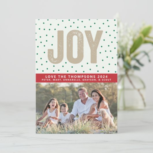 Joy Polka Dot Feiertagskarte (Stehend Vorderseite)