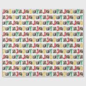 Joy preppy Patches bunt drei Foto Weihnachten Geschenkpapier (Flach)