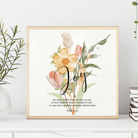 Joy-Psalm 16:11 orangefarbene Blüten Poster