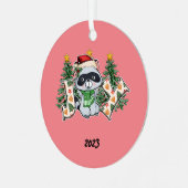 Joy Raccoon Christmas Ornament Aus Metall (Vorderseite links)