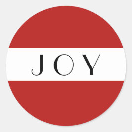 Joy Red and White Minimal Moderne Runder Aufkleber