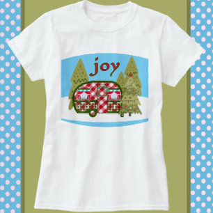 Joy Red and White Vintag Camper Trailer Holiday T-Shirt