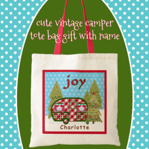 Joy Red and White Vintag Camper Trailer Holiday Tragetasche