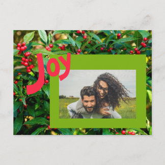 Joy Red Berries Family Foto Holiday Postkarte