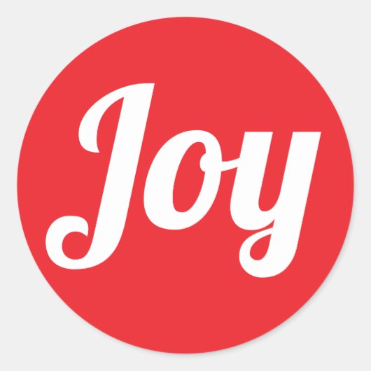 Joy Red Brushed Script Simple Moderne Ferien Runder Aufkleber (Vorderseite)