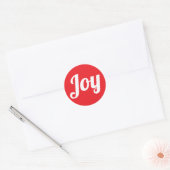 Joy Red Brushed Script Simple Moderne Ferien Runder Aufkleber (Umschlag)