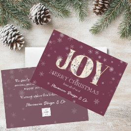 Joy Red Business Holiday Card mit Logo Feiertagskarte