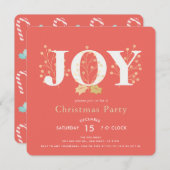 JOY Red Christmas Holiday Party Einladung (Vorne/Hinten)