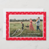 Joy Red Frame Berry Pattern Foto Weihnachten (Vorderseite)