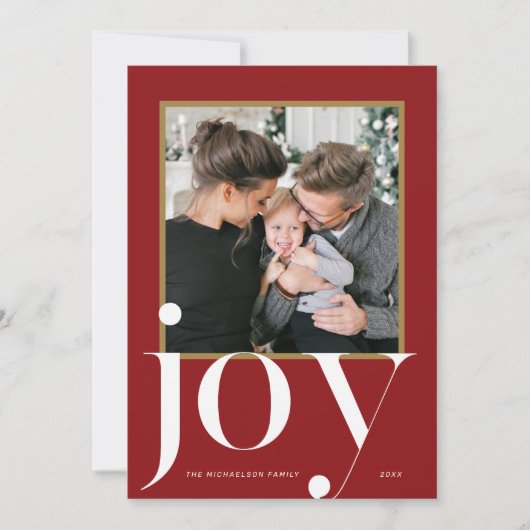 Joy Red Gerahmt Foto Winter Foliage Weihnachten Einladung (Vorderseite)