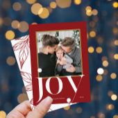 Joy Red Gerahmt Foto Winter Foliage Weihnachten Einladung