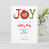 Joy Red Green Weihnachtsfeier Einladung (Stehend Vorderseite)