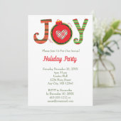 Joy Red Green Weihnachtsfeier Einladung (Stehend Vorderseite)