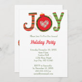 Joy Red Green Weihnachtsfeier Einladung (Vorne/Hinten)