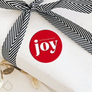 Joy Red Holiday Weihnachten Minimalistisch Runder Aufkleber