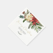 JOY Red Poinsettia Christmas Party Decor Serviette (Ecke)