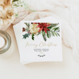 JOY Red Poinsettia Christmas Party Decor Serviette