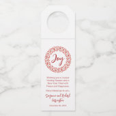 Joy Red Rosehips Kranz. Weihnachten Flaschenanhänger (Vorderseite)