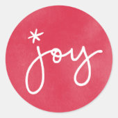 Joy Red Watercolor Round Aufkleber (Vorderseite)