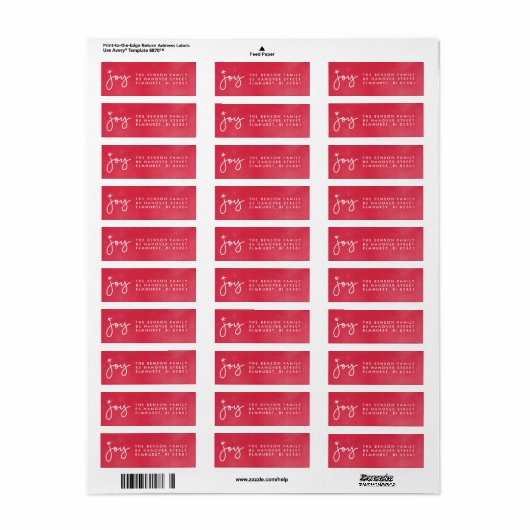 Joy Red Watercolor Rückgabeadresse-Label (Vorne)