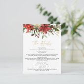 JOY Red Winter Poinsettia Floral Details Card Einladung (Stehend Vorderseite)