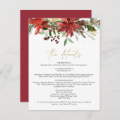 JOY Red Winter Poinsettia Floral Details Card Einladung (Vorne/Hinten)