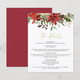 JOY Red Winter Poinsettia Floral Details Card Einladung
