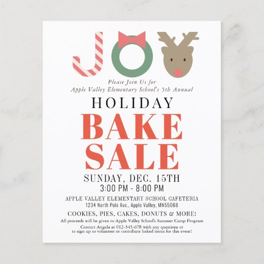 JOY Reindeer Holiday Bake Sale Flyer (Vorne)